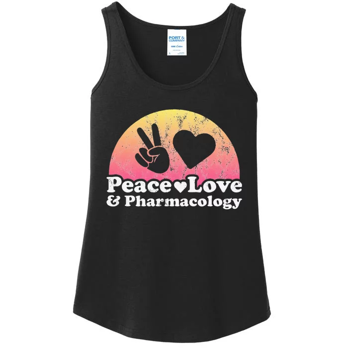 Peace Love and Pharmacology Pharmacist Ladies Essential Tank