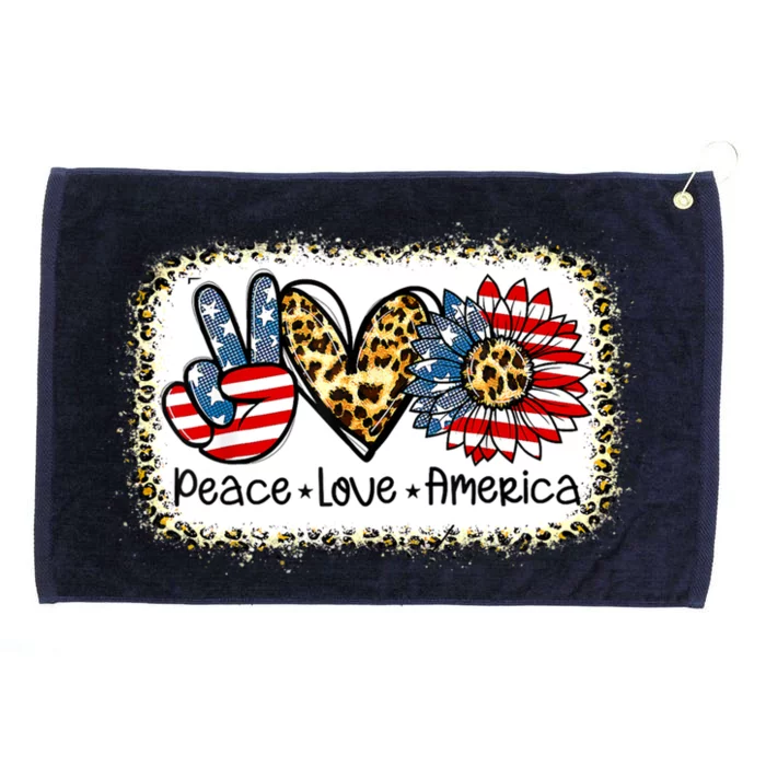 Peace Love America American Flag 4th Of July Great Gift Grommeted Golf Towel