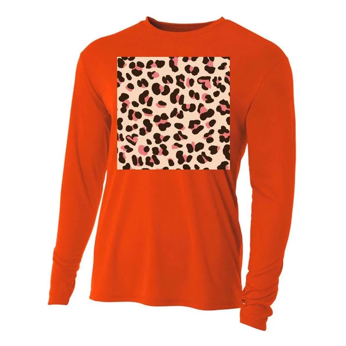 Pink Leopard Animal Print Cooling Performance Long Sleeve Crew