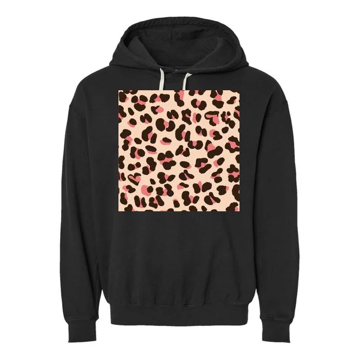 Pink Leopard Animal Print Garment-Dyed Fleece Hoodie