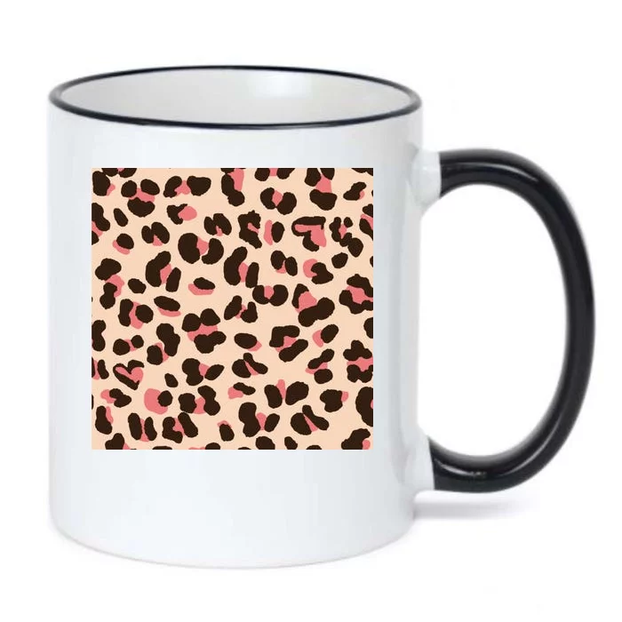 Pink Leopard Animal Print Black Color Changing Mug