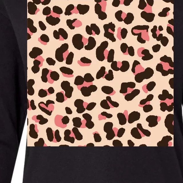 Pink Leopard Animal Print Womens Cotton Relaxed Long Sleeve T-Shirt