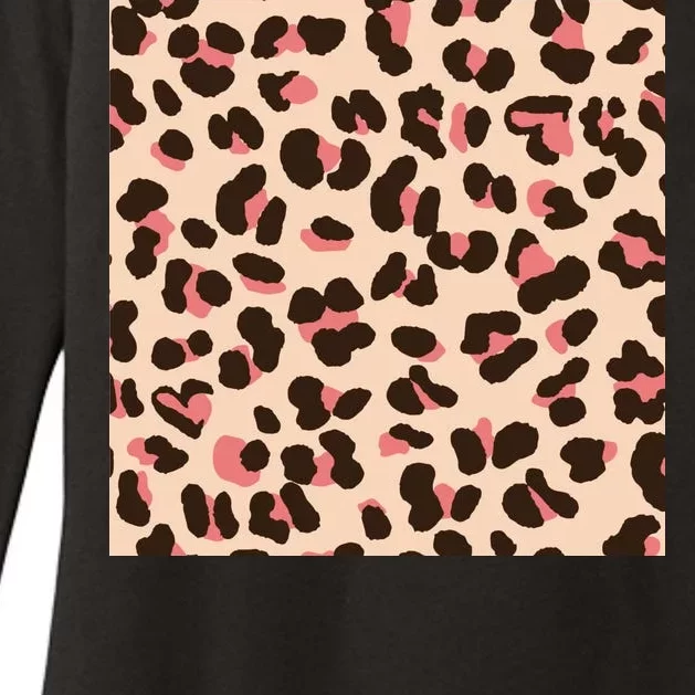 Pink Leopard Animal Print Womens CVC Long Sleeve Shirt