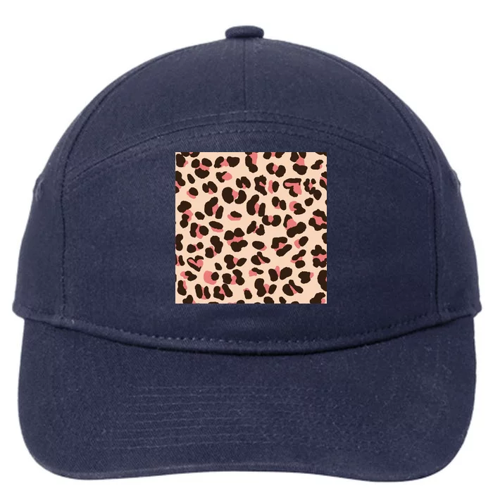 Pink Leopard Animal Print 7-Panel Snapback Hat