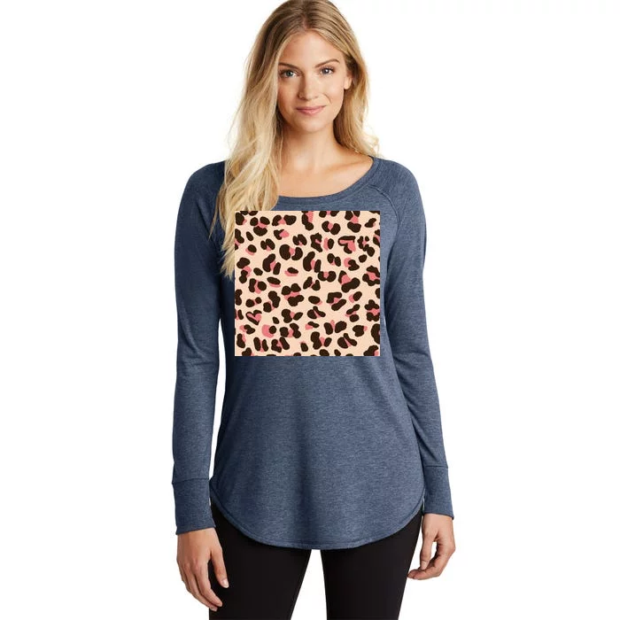 Pink Leopard Animal Print Women's Perfect Tri Tunic Long Sleeve Shirt