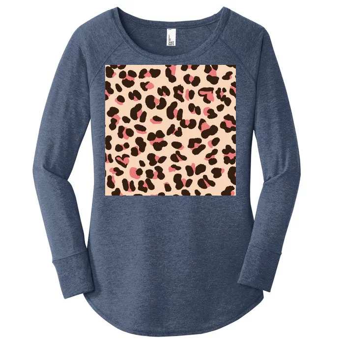 Pink Leopard Animal Print Women's Perfect Tri Tunic Long Sleeve Shirt