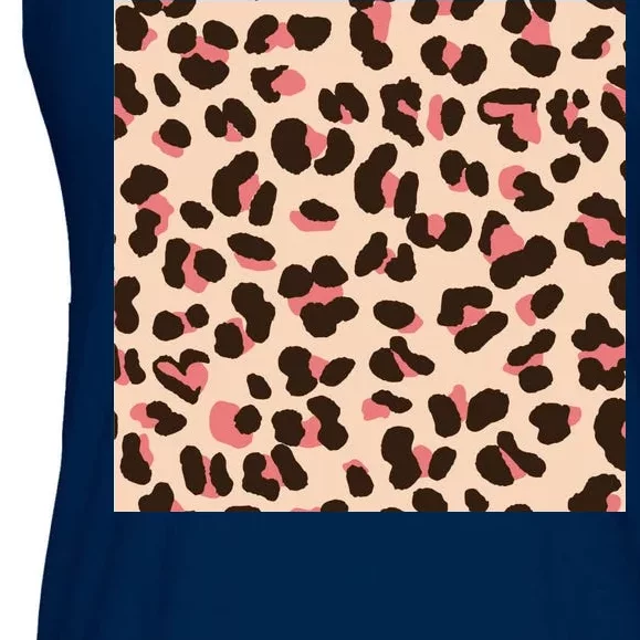 Pink Leopard Animal Print Ladies Essential Flowy Tank