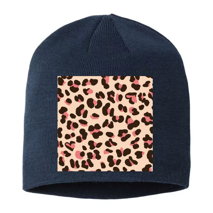 Pink Leopard Animal Print 8 1/2in Sustainable Knit Beanie