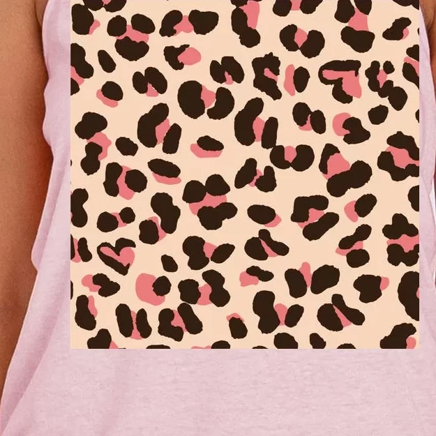 Pink Leopard Animal Print Women's Knotted Racerback Tank