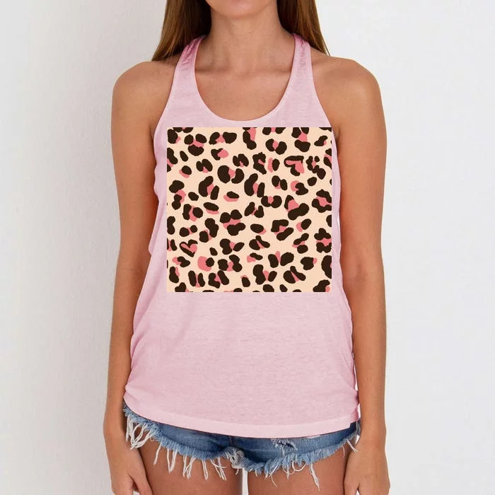 Pink Leopard Animal Print Women's Knotted Racerback Tank