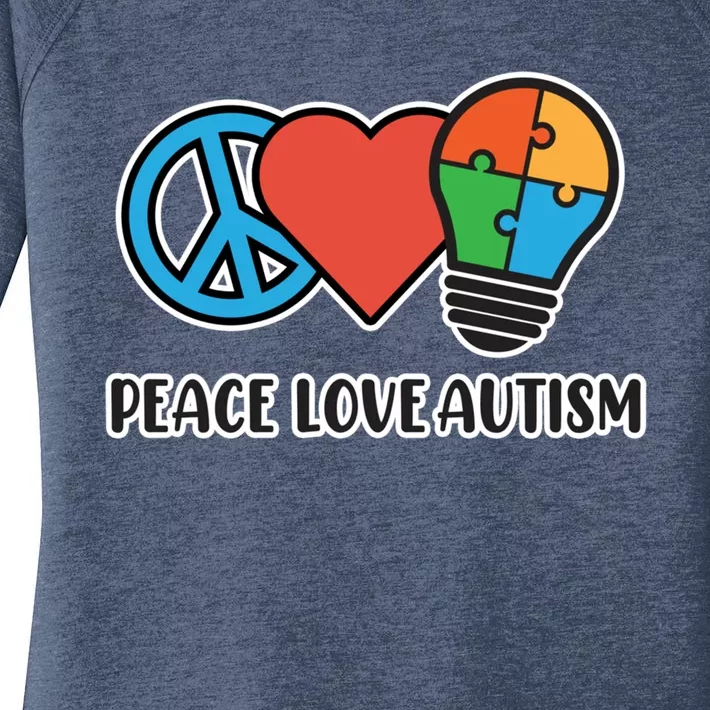 Peace Love Autism Awareness Autistic Mom Graphic Funny Gift Women's Perfect Tri Tunic Long Sleeve Shirt