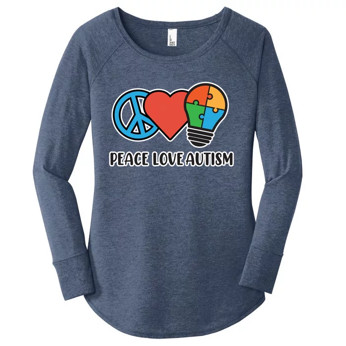 Peace Love Autism Awareness Autistic Mom Graphic Funny Gift Women's Perfect Tri Tunic Long Sleeve Shirt