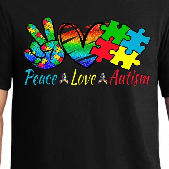 Peace love autism in april we wear blue ribbon Pajama Set