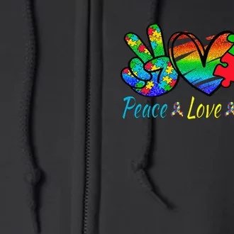 Peace love autism in april we wear blue ribbon Full Zip Hoodie