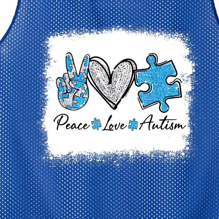 Peace Love Autism Autism Awareness Month Puzzle Piece Cool Gift Mesh Reversible Basketball Jersey Tank