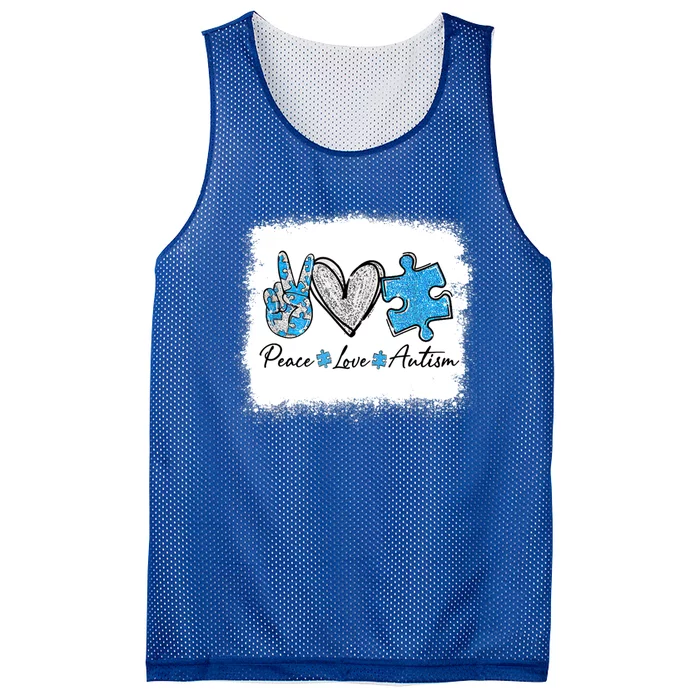 Peace Love Autism Autism Awareness Month Puzzle Piece Cool Gift Mesh Reversible Basketball Jersey Tank