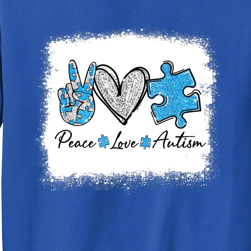 Peace Love Autism Autism Awareness Month Puzzle Piece Cool Gift Tall Sweatshirt