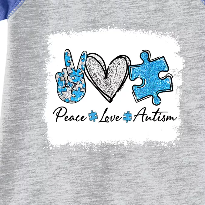 Peace Love Autism Autism Awareness Month Puzzle Piece Cool Gift Infant Baby Jersey Bodysuit