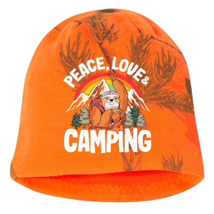 Peace Love And Camping Rainbow Sloth Rv Camper Camping Cool Gift Kati - Camo Knit Beanie