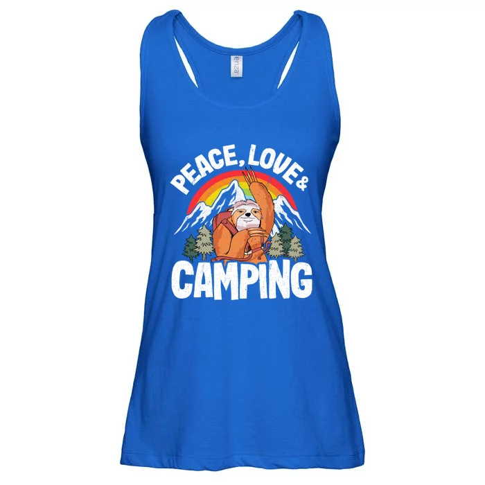 Peace Love And Camping Rainbow Sloth Rv Camper Camping Cool Gift Ladies Essential Flowy Tank