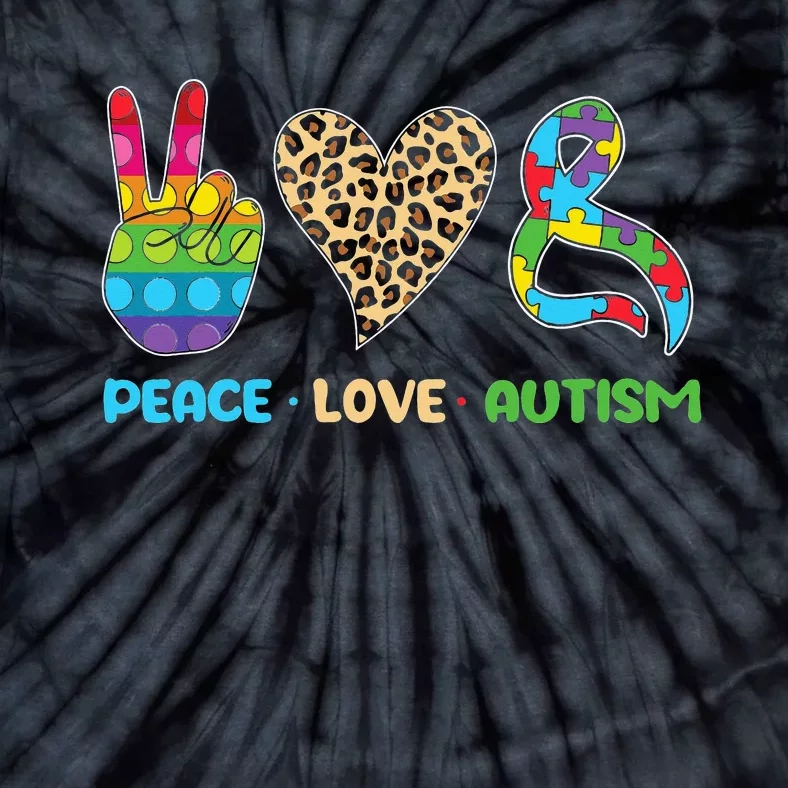 Peace Love Autism Puzzle Ribbon Autism support Tie-Dye T-Shirt