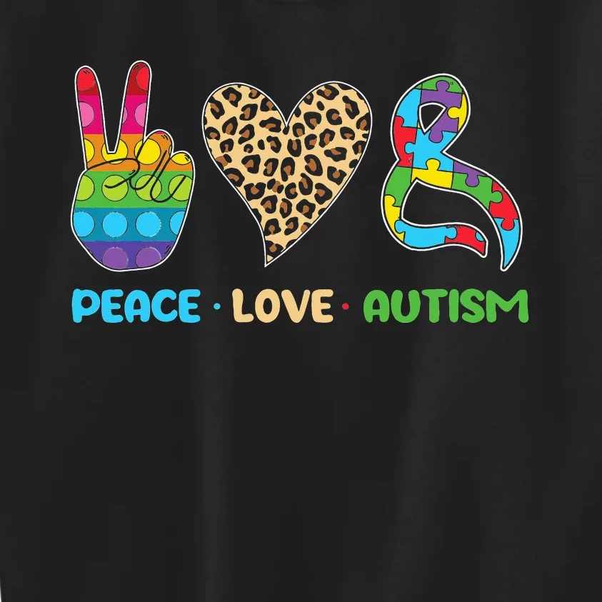 Peace Love Autism Puzzle Ribbon Autism support Kids Sweatshirt