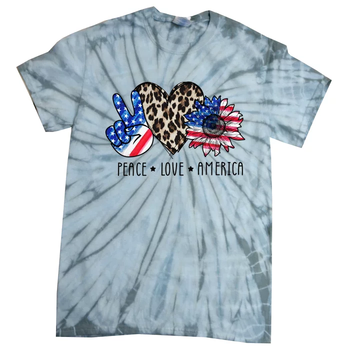 Peace Love America Independence Day 4th Of July Us Gift Tie-Dye T-Shirt