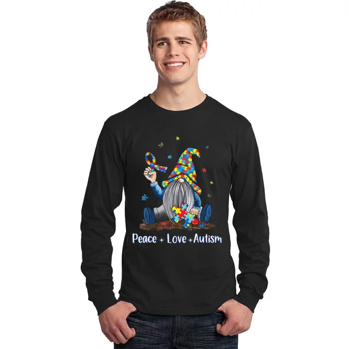 Peace Love Autism Gnome Autism Tie Dye Autism Awareness Tall Long Sleeve T-Shirt