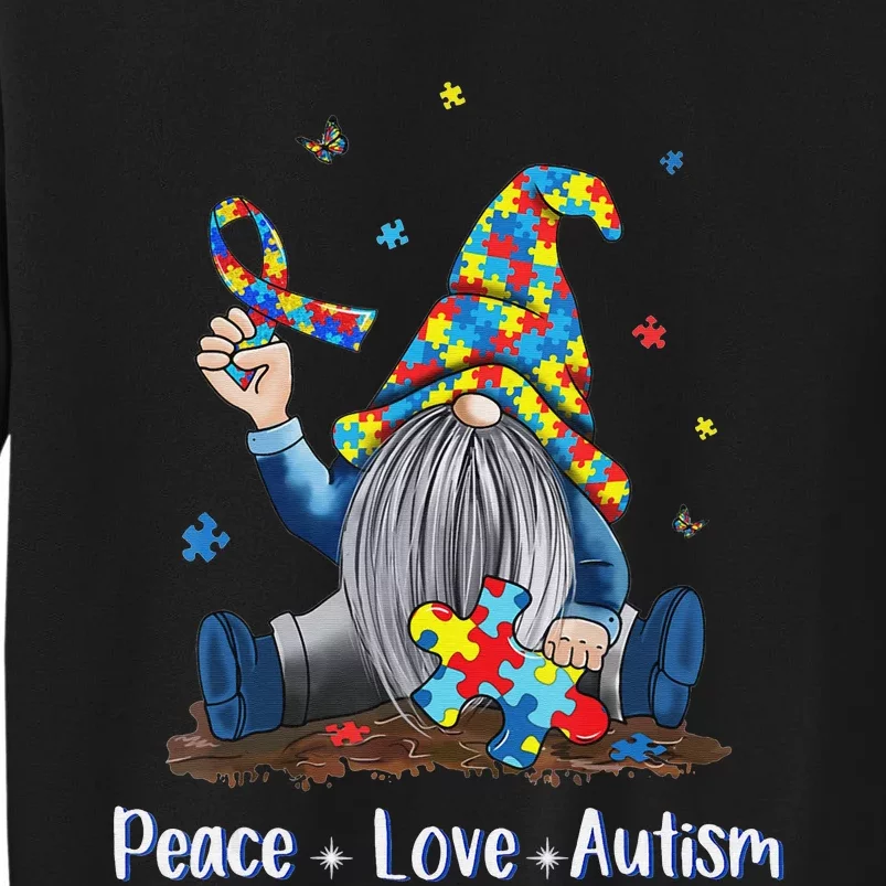 Peace Love Autism Gnome Autism Tie Dye Autism Awareness Tall Sweatshirt