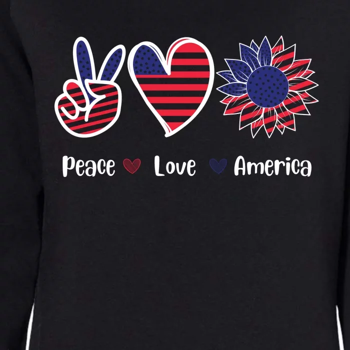 Peace Love America Cute Holiday Womens California Wash Sweatshirt