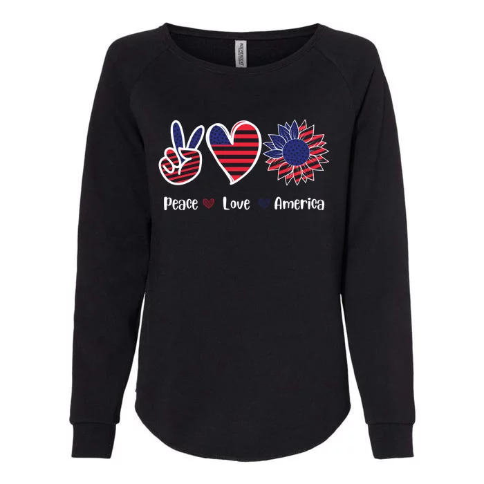 Peace Love America Cute Holiday Womens California Wash Sweatshirt