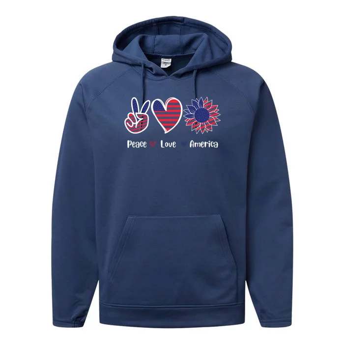 Peace Love America Cute Holiday Performance Fleece Hoodie