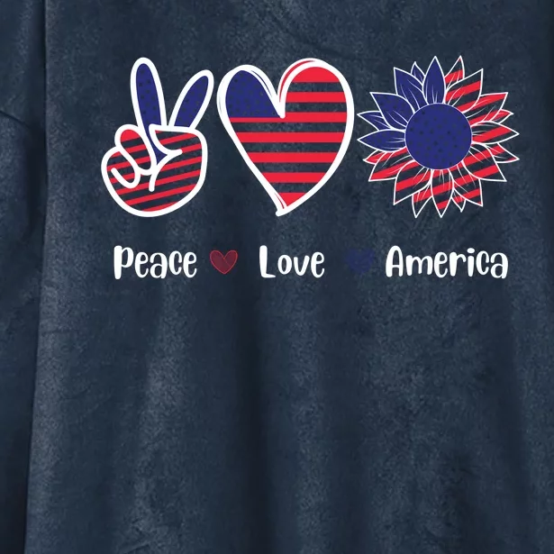 Peace Love America Cute Holiday Hooded Wearable Blanket