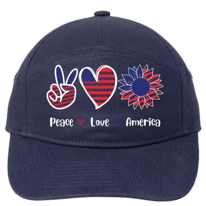 Peace Love America Cute Holiday 7-Panel Snapback Hat