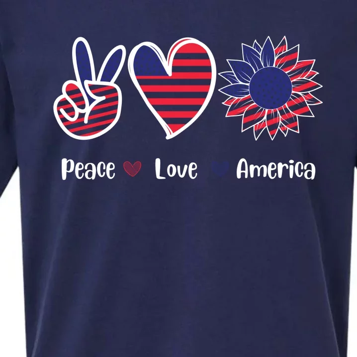 Peace Love America Cute Holiday Sueded Cloud Jersey T-Shirt