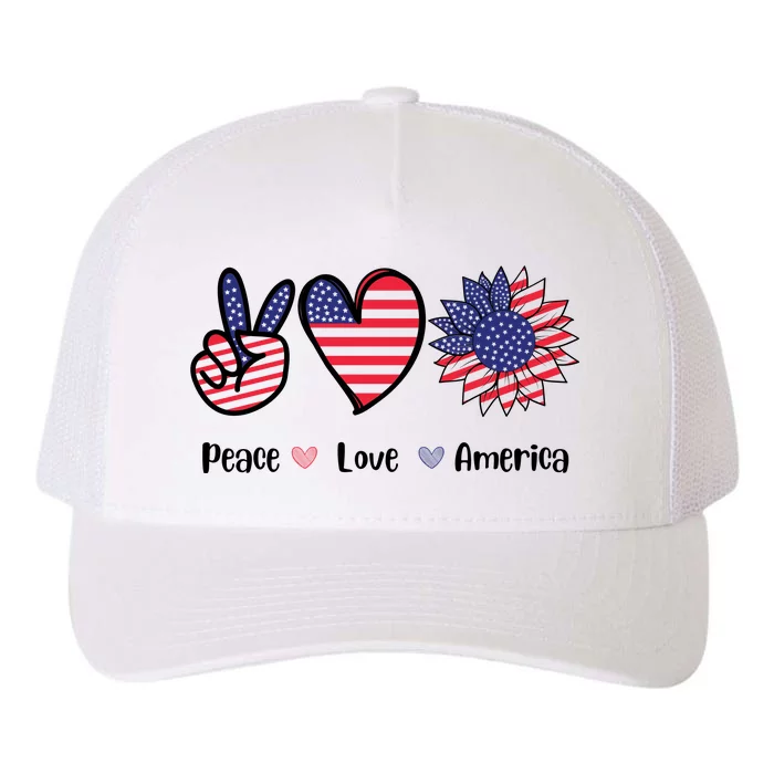 Peace Love America Cute Holiday Yupoong Adult 5-Panel Trucker Hat