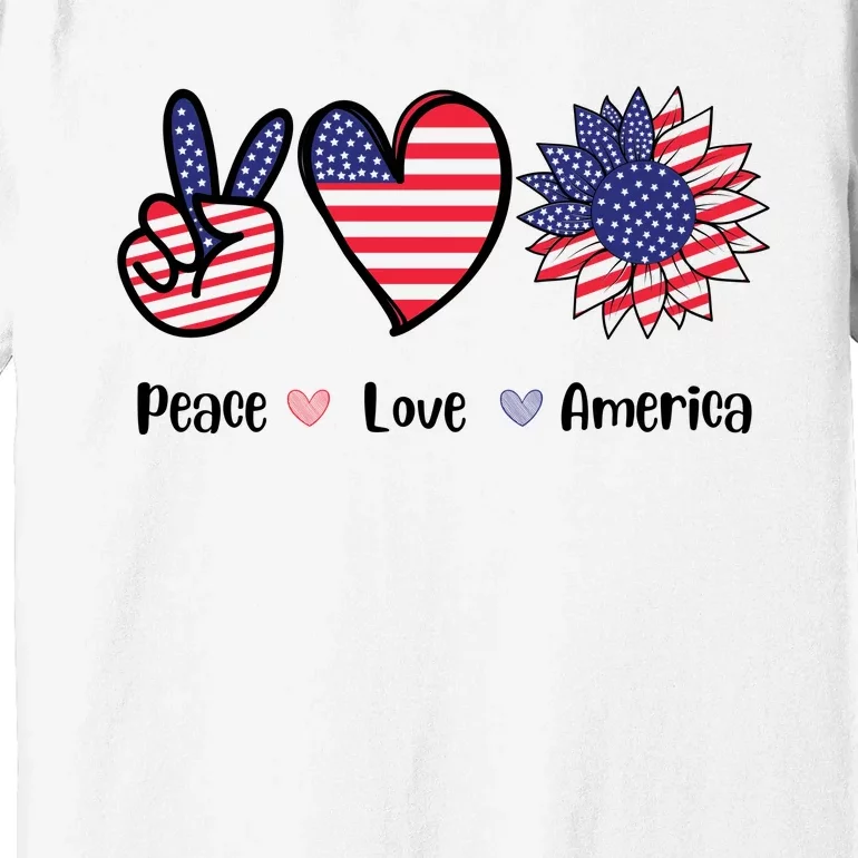 Peace Love America Cute Holiday Premium T-Shirt