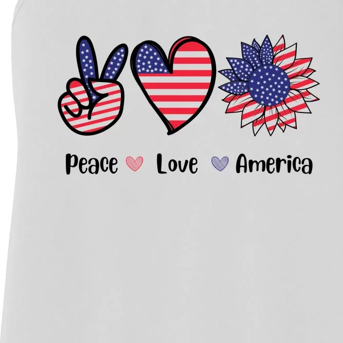 Peace Love America Cute Holiday Women's Racerback Tank