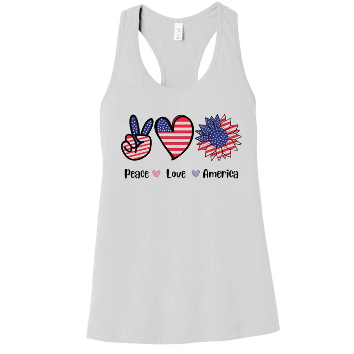 Peace Love America Cute Holiday Women's Racerback Tank