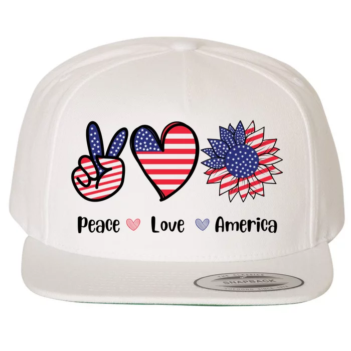 Peace Love America Cute Holiday Wool Snapback Cap