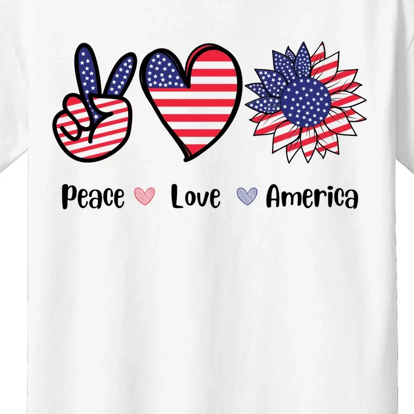 Peace Love America Cute Holiday Kids T-Shirt