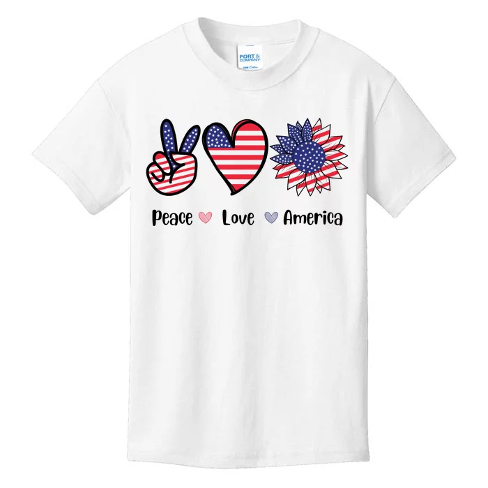 Peace Love America Cute Holiday Kids T-Shirt