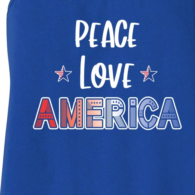 Peace Love America Red White Blue Patriot Gift Women's Racerback Tank