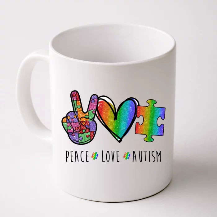 Peace Love Autism Colorful Front & Back Coffee Mug