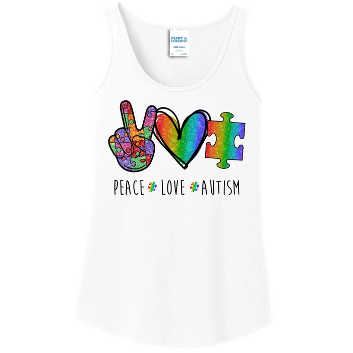 Peace Love Autism Colorful Ladies Essential Tank