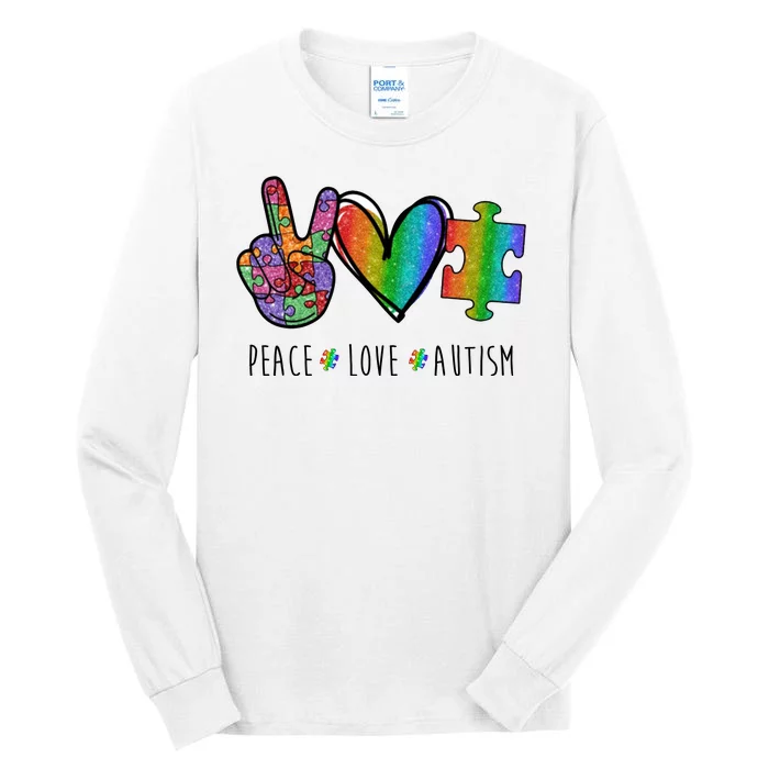 Peace Love Autism Colorful Tall Long Sleeve T-Shirt