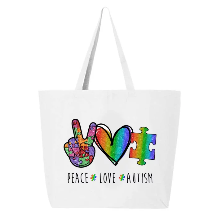 Peace Love Autism Colorful 25L Jumbo Tote