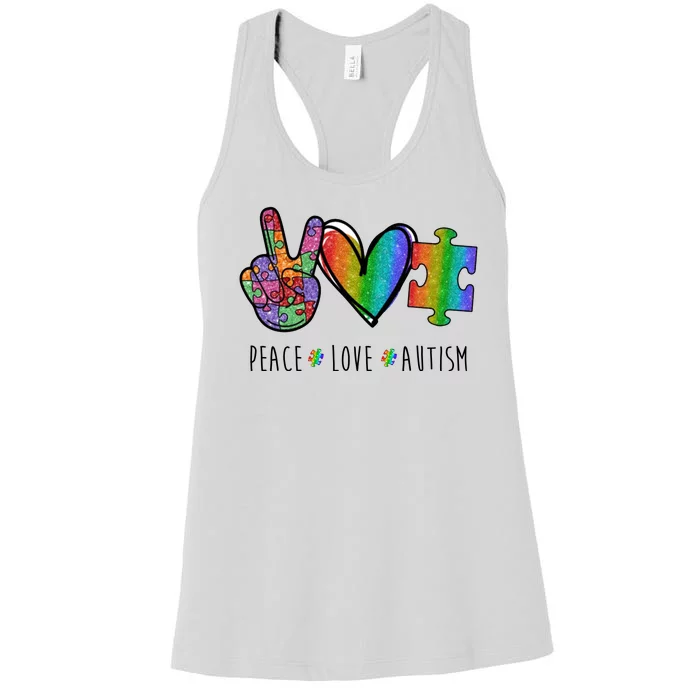 Peace Love Autism Colorful Women's Racerback Tank