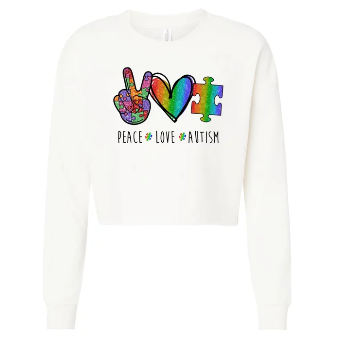 Peace Love Autism Colorful Cropped Pullover Crew