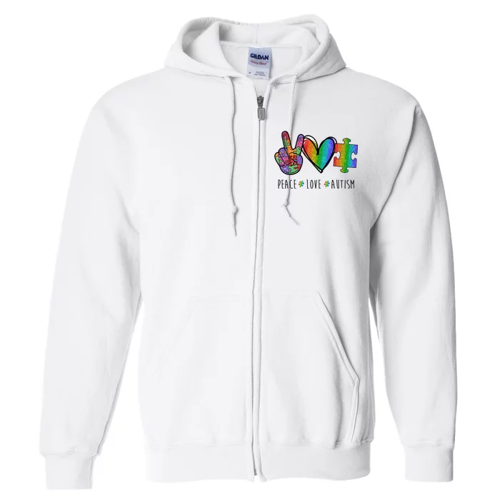 Peace Love Autism Colorful Full Zip Hoodie